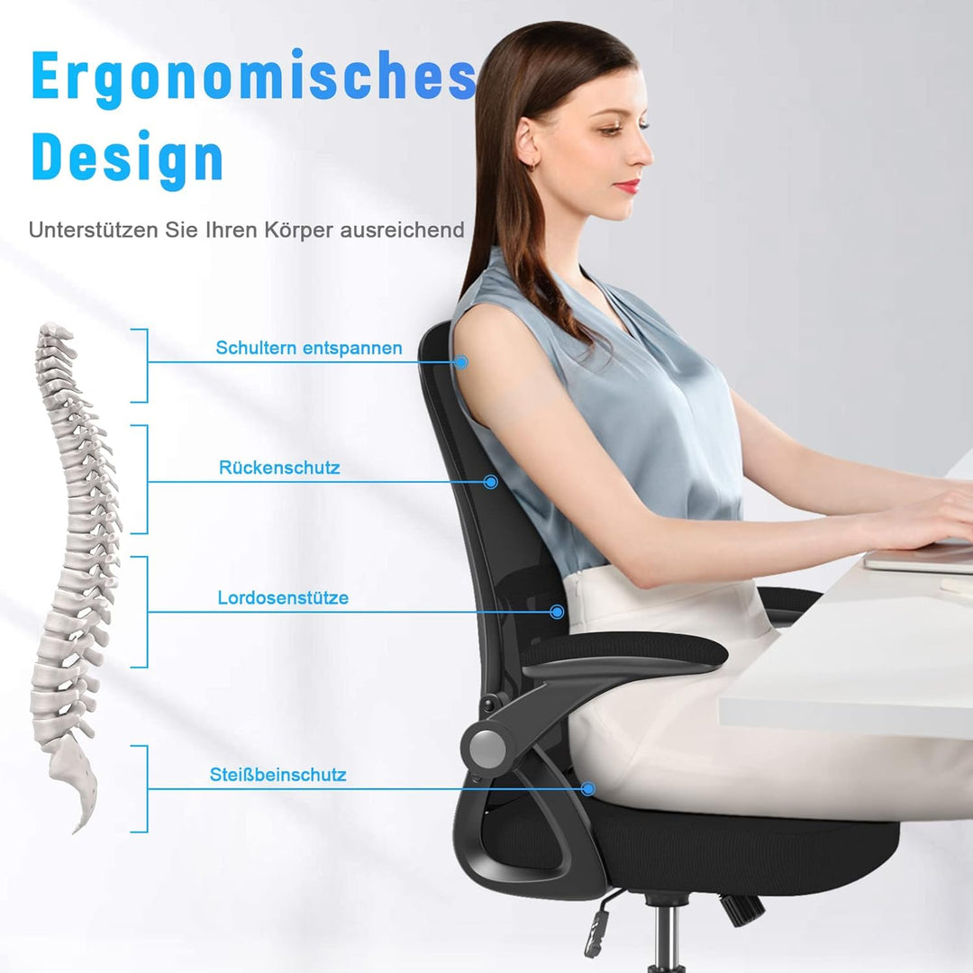 naspaluro Bürostuhl mit Verstellbaren Armlehnen, Ergonomischer Schreibtischstuhl mit Netzbespannung,