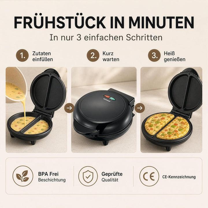 MELISSA 16250086 Omlett Maker Kontaktgrill-750 Watt Omeletts schnell, einfach und ohne Anhaften zube