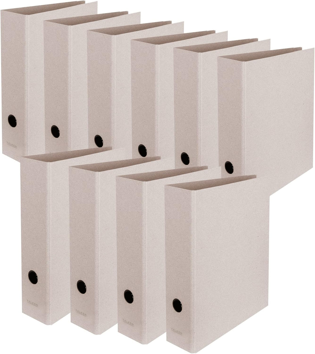 Original Falken 10er Pack Vegan-Ordner Pure Raw. Made in Germany. 8 cm breit DIN A4 Grau Aktenordner