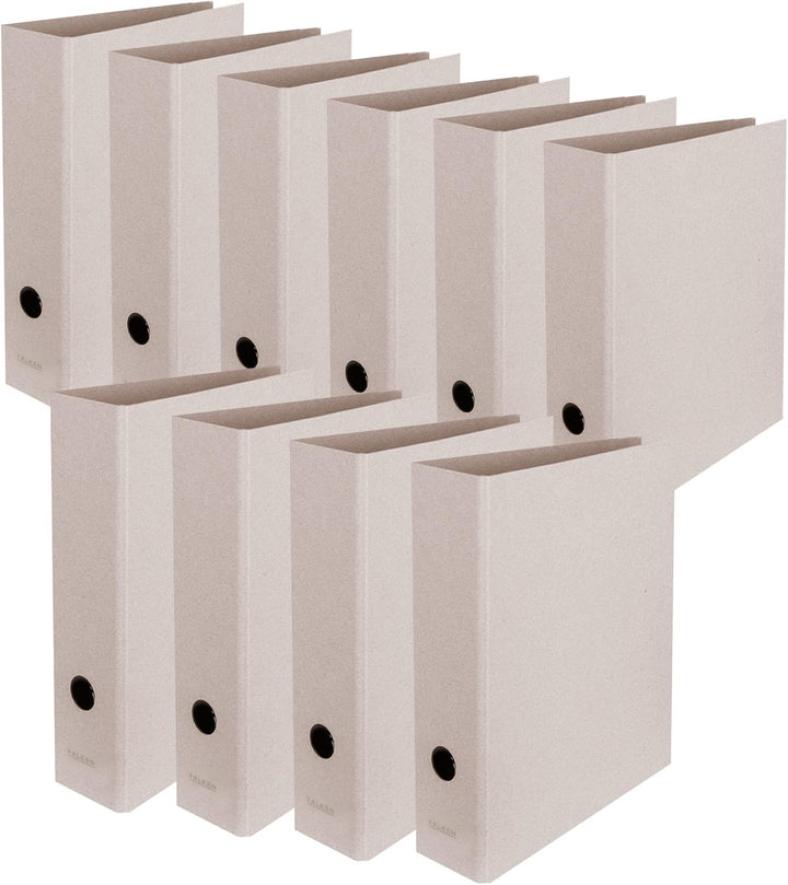 Original Falken 10er Pack Vegan-Ordner Pure Raw. Made in Germany. 8 cm breit DIN A4 Grau Aktenordner