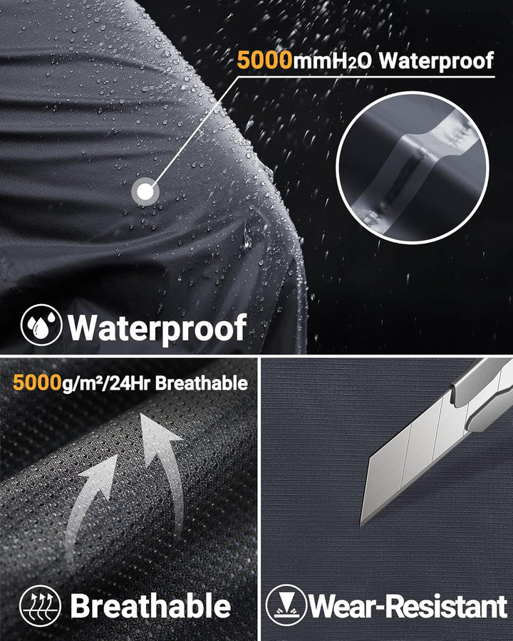 33,000ft Regenhose Herren Wasserdicht Full Zip Wanderhose, Atmungsaktiv 2-Lagen Überziehhose Fahrrad