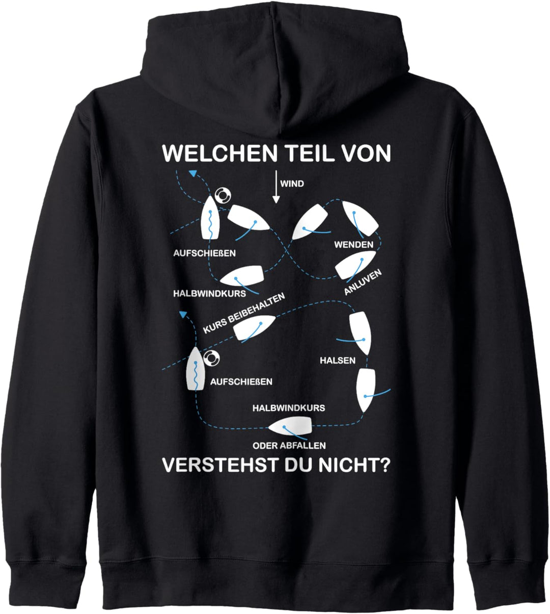 Mann über Bord Manöver | RÜCKENPRINT | Lustiges Segler Kapuzenjacke
