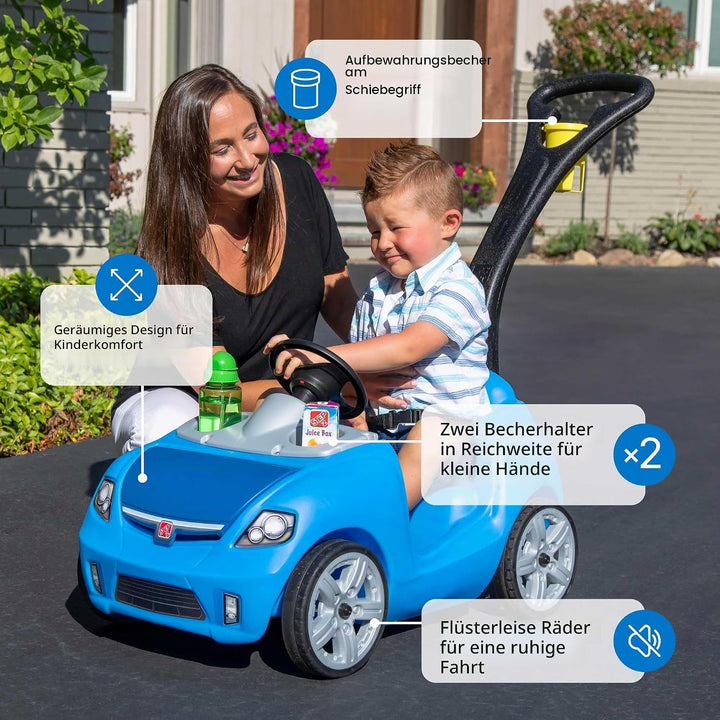 Step2 Whisper Ride Kinderauto/Rutscher in Blau | Spielzeug Auto mit Schiebestange | Kinderfahrzeug/R