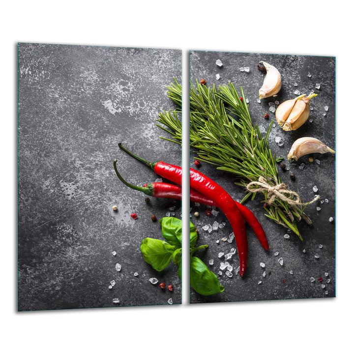 TMK ArtDeko Herdabdeckplatte 2 Teilig 30x52 cm - Spritzschutz Herdabdeckung – Herdschutz aus Sicherh
