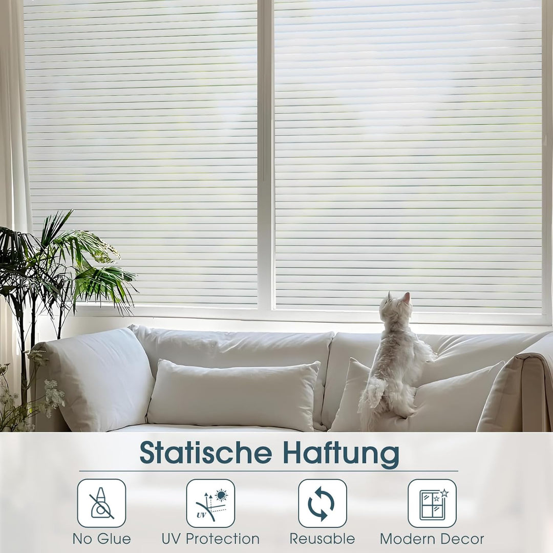 Lifetree Fensterfolie Streifen Blickdicht Sichtschutzfolie: Selbstklebend Fenster mit statischer Haf