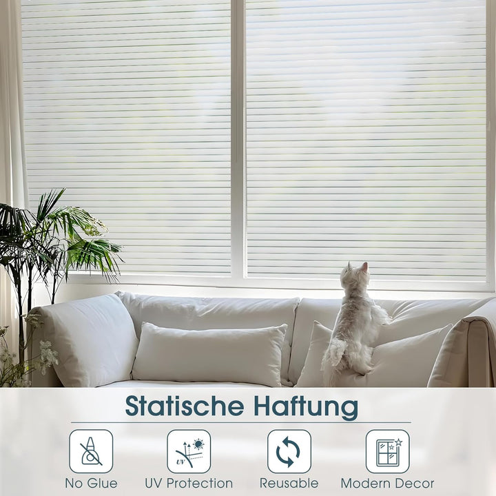 Lifetree Fensterfolie Streifen Blickdicht Sichtschutzfolie: Selbstklebend Fenster mit statischer Haf