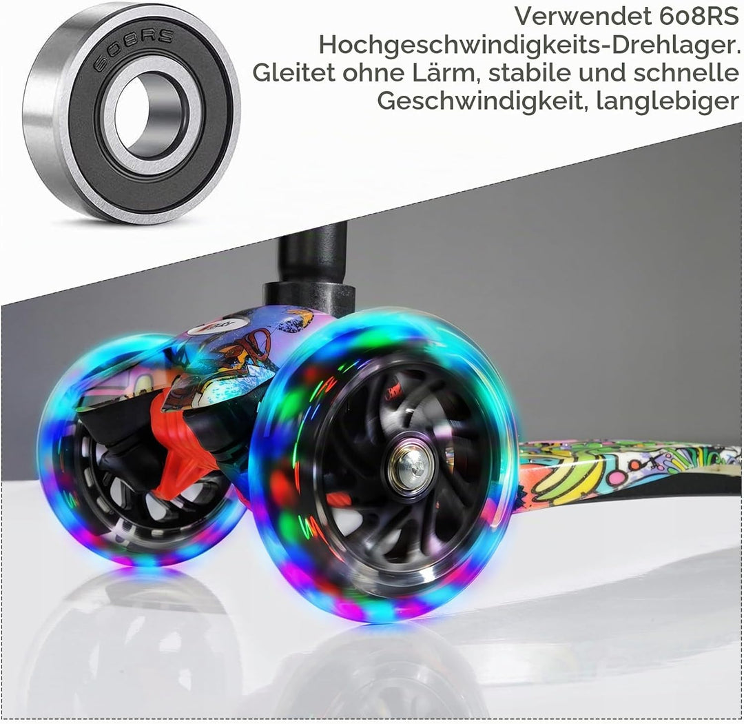 Leuchtende Stunt Scooter Rollen 2 Stück, 200mm LED Scooter Ersatzräder Räder, LED-Lichtrollen Mit AB