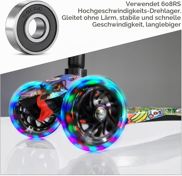 Leuchtende Stunt Scooter Rollen 2 Stück, 200mm LED Scooter Ersatzräder Räder, LED-Lichtrollen Mit AB