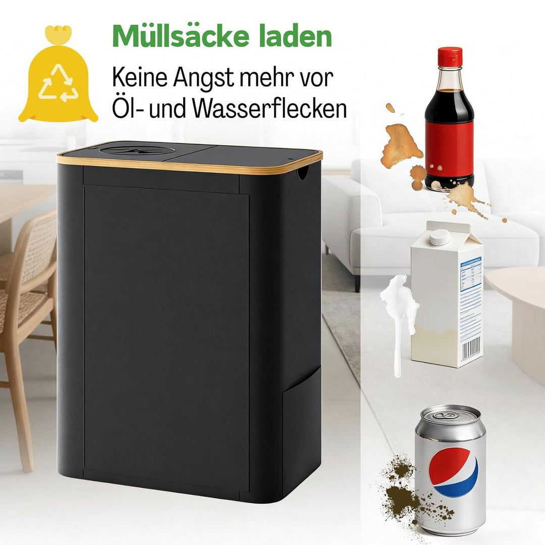 RMAN® 160L Gelber Sack Ständer + Pfandflaschen Sammelbehälter mit Deckel 2-in-1 Gross Müllsackstände