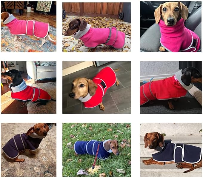 Geyecete-Polarfleece Winter hundemantel fur Dackel,Miniatur Dackel Pullover,Warmes Einstellbar Hunde