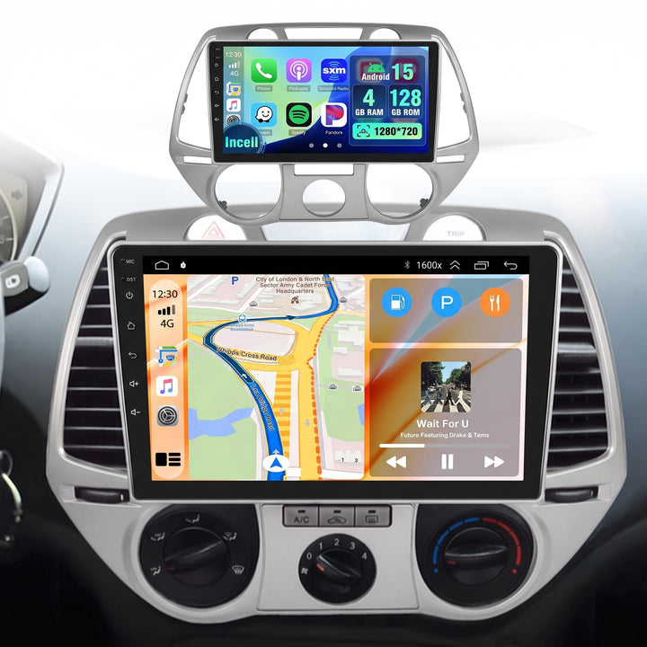 Hikity 4+128G 9" Android Autoradio für Hyundai i20 2008-2012 | Incell Touchscreen Wireless Carplay A