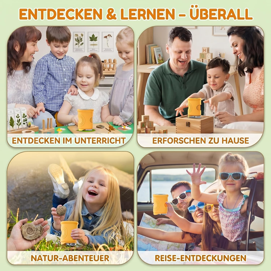 Mikroskop für Kinder, 1000X 4K Tragbares Digitales Mikroskop mit 2,4″ IPS-Display & 8 LED, USB-aufla