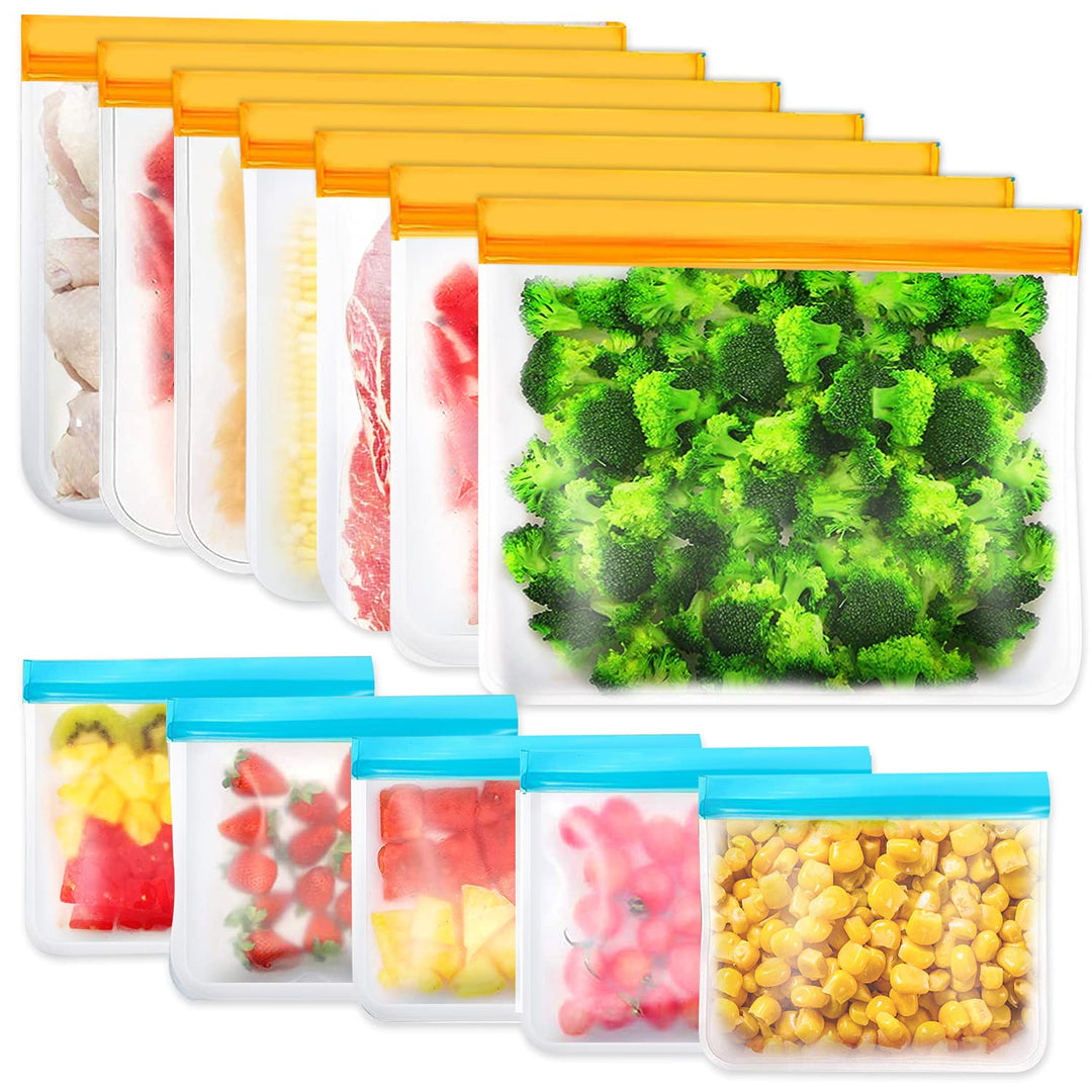 IDEATECH 12 Stück Silikonbeutel-Set – Wasserfeste Zip-Gefrierbeutel für den Tiefkühlschrank | Snackb