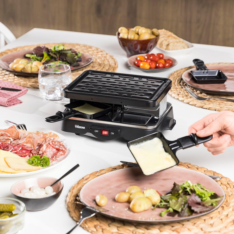 Tristar Raclette-Grill für bis zu 4 Personen, 4 Pfännchen, 500 Watt, RA-2949