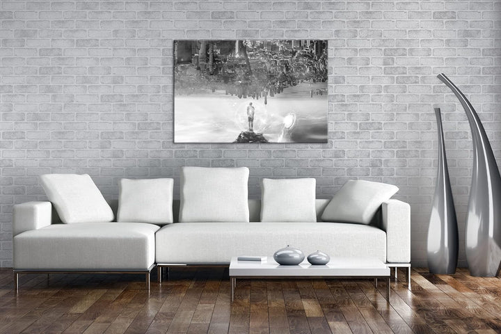 die Welt steht Kopf Format: 80x60 Effekt: Schwarz&Weiss als Leinwandbild, Motiv fertig gerahmt auf E