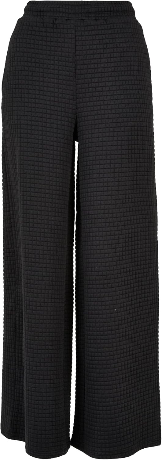 Urban Classics Damen Ladies Quilte Wide Leg Sweat Pants Hose XS Schwarz, XS Schwarz