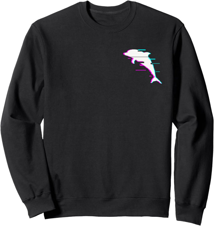 Ästhetische Dolphin Geschenk Vaporwave Stil Glitch Effect Sweatshirt