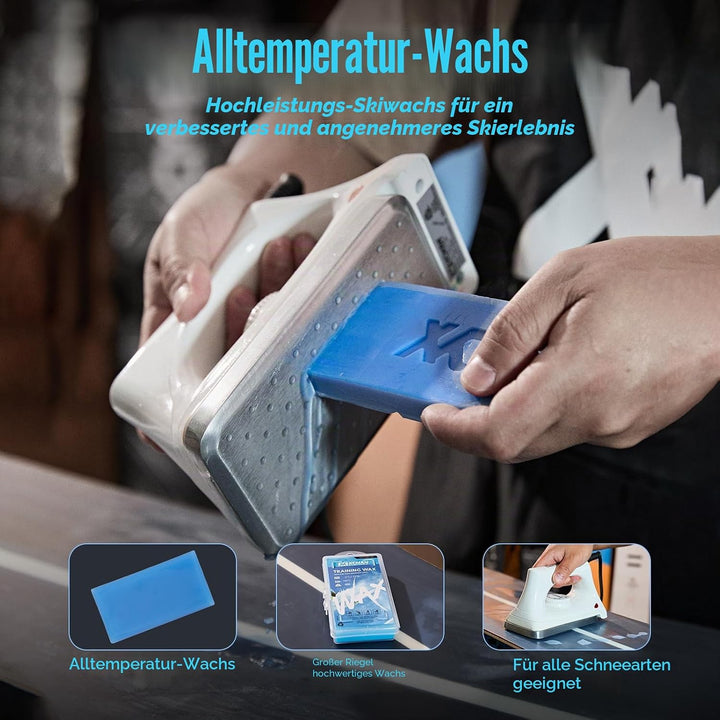 XCMAN Komplettes Ski Snowboard Tuning und Waxing Kit mit Wachseisen, Universalwachs, Kantenstimmer,