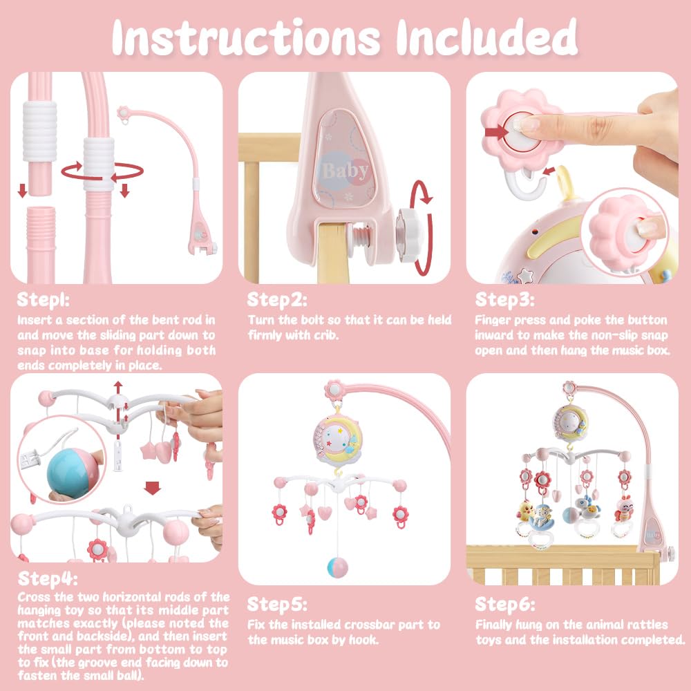 Mini Tudou Baby Mobile Musik Babybett mit Timing-Funktion Projektor und Licht,Baby Hängende Spielzeu