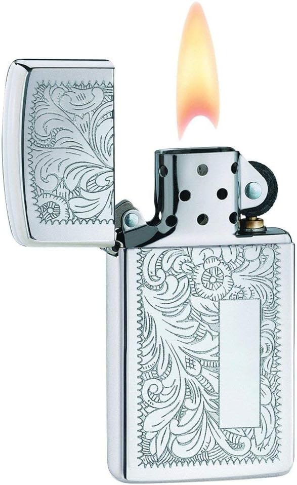 Zippo 1300088 Pirates Emblem Feuerzeug, Venetian Chrome, Venetian Chrome