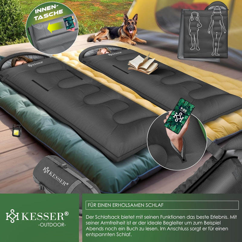 KESSER® Schlafsack Outdoor | Deckenschlafsack 3-4 Jahreszeiten | Camping-Sleeping-Bag für Erwachsene