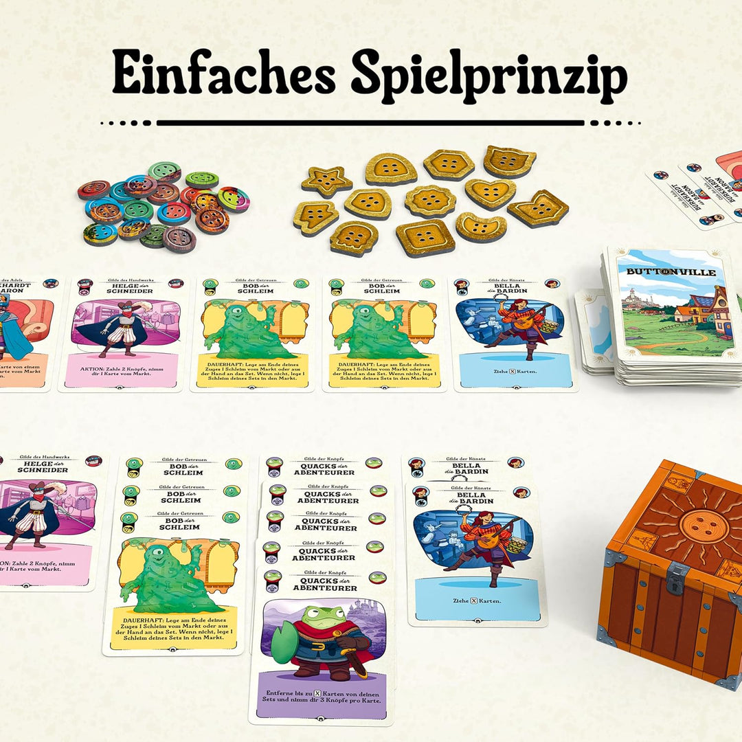 Ravensburger 24783 - Die glorreichen Gilden von Buttonville - Kartenspiel, Gesellschaftsspiel für Fr