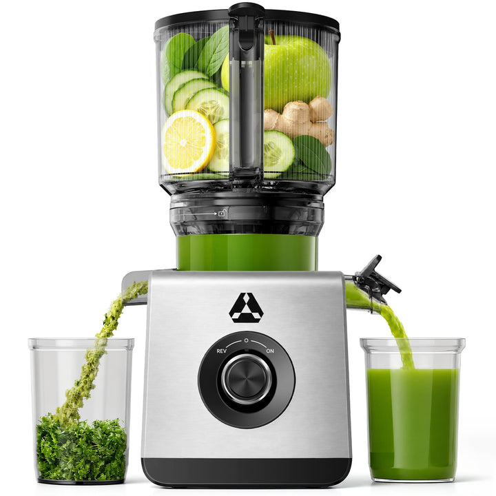 AAOBOSI Entsafter Slow Juicer 600W mit 165 mm extragrosser Einfüllöffnung Silbergrau 165MM, Silbergr