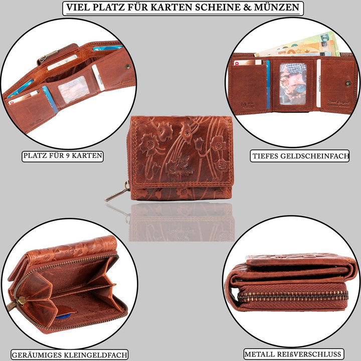 MATADOR 558 Klein Geldbörse Braun Blumen, Braun Blumen