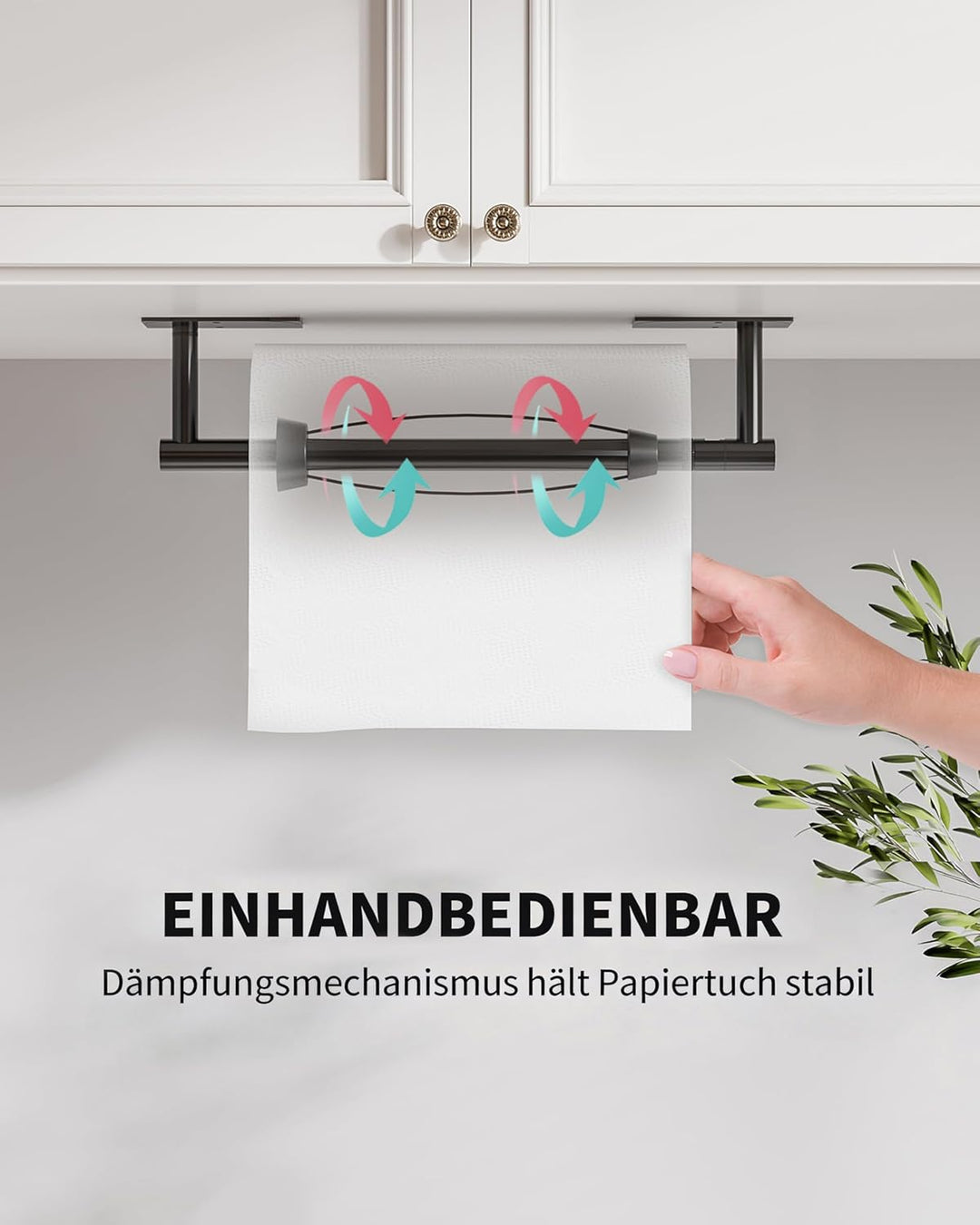 Küchenrollenhalter ohne Bohren mit Dämpfung, Doppelpfosten Küchenpapierhalter Wandmontage für Einhan