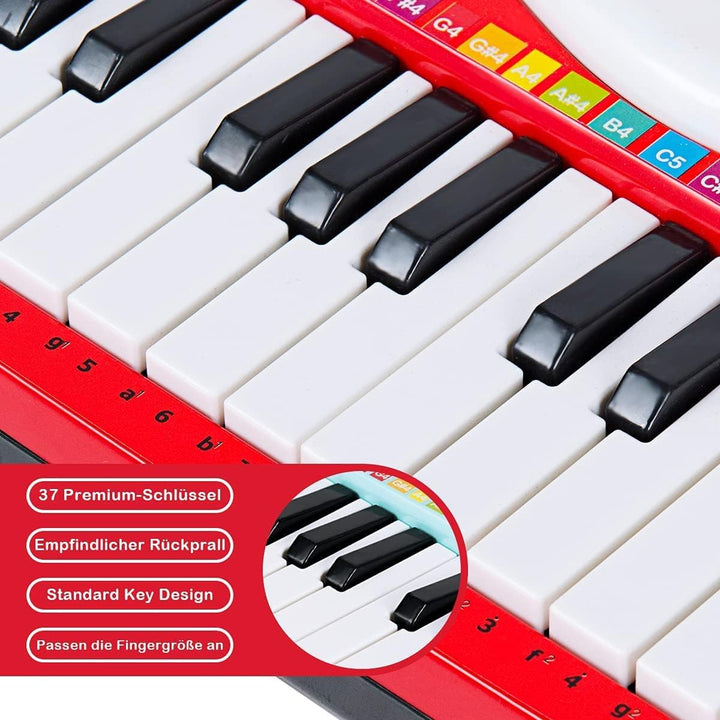 COSTWAY 37 Tasten Klaviertastatur mit Licht, Kinder Keyboard mit Ständer, Klavier Spielzeug elektron