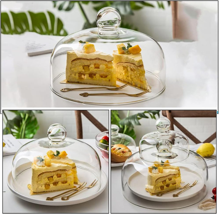 Yardwe Kuchen Glocke Glas Transparent Glasglocke Käseglocke Käse Torten Kuchen Glashaube Tortenglock