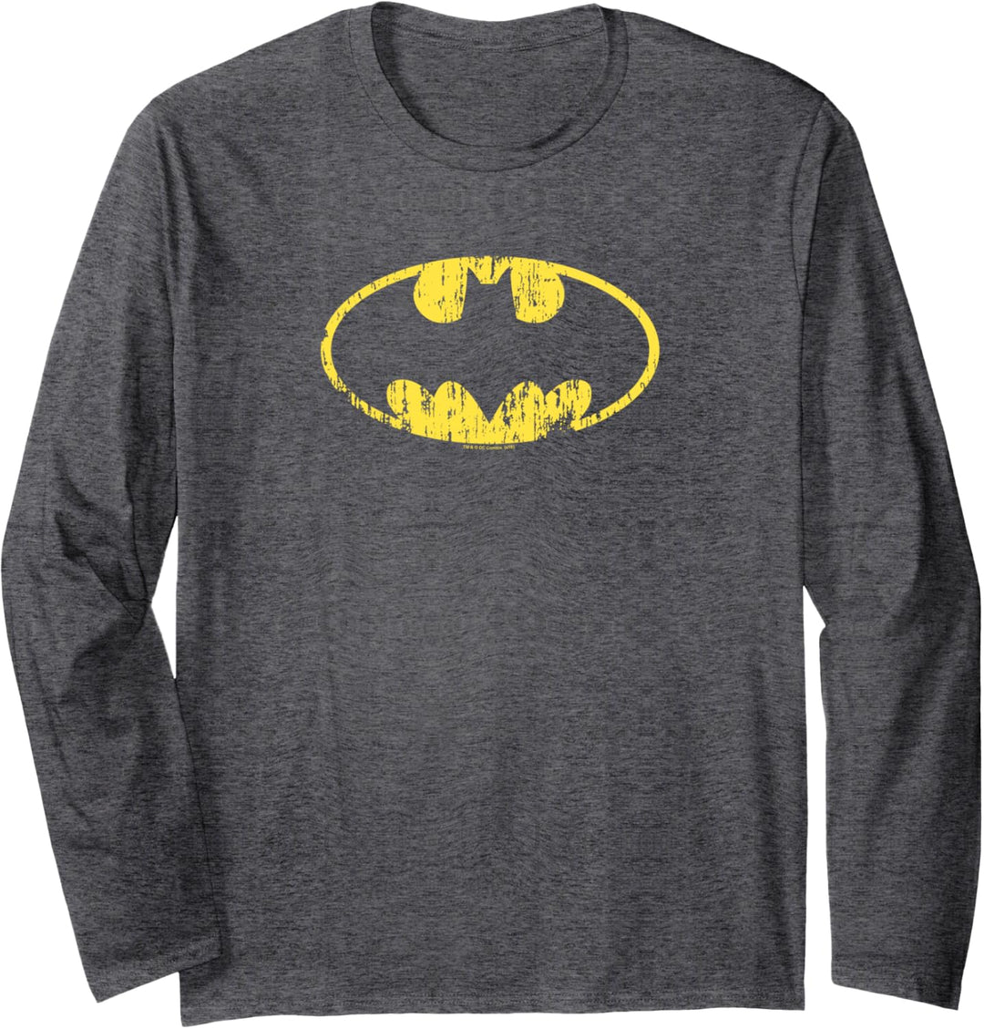 Batman Classic Logo Distressed Gray Langarmshirt