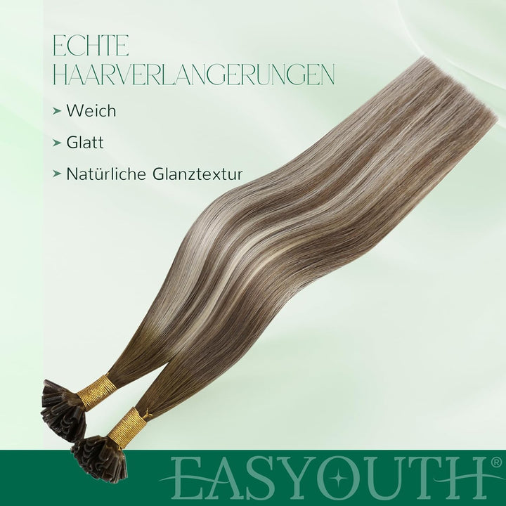 Easyouth Bondings Extensions Echthaar Balayage Blond Extensions Echthaar Bondings Dunkelbraun Aschbr
