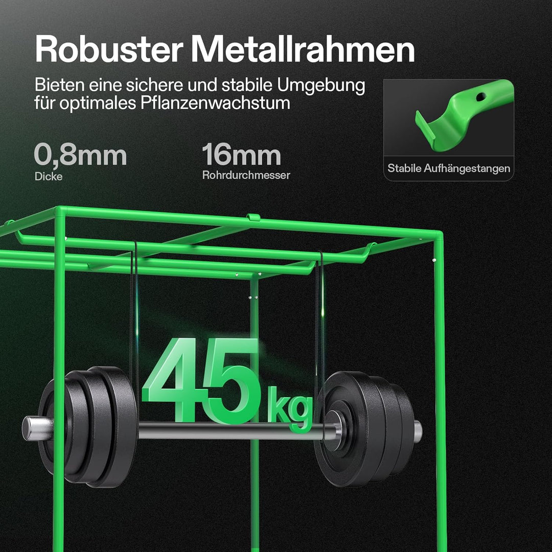 VIVOSUN Growzelt 120x120x200cm Grow Tent aus hochreflektierendes Mylar mit Sichtfenster und Bodenwan