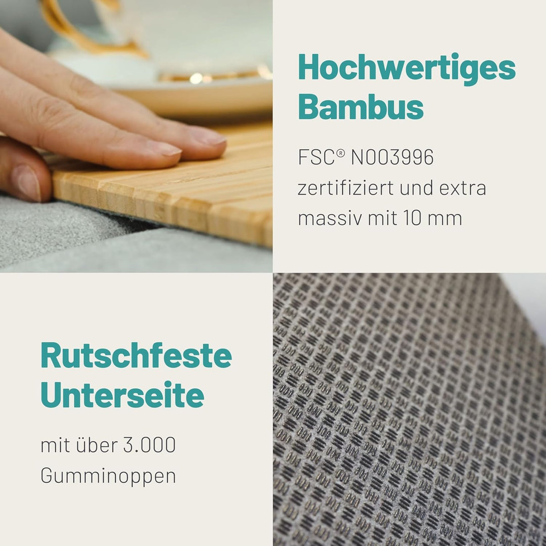D&amp;D Living® Sofatablett - Couch Ablage flexibel für Armlehne mit Anti-Rutsch Kork Pad | Tablett für