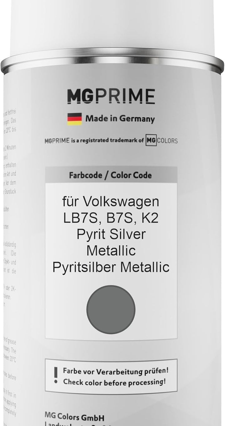 MG PRIME Autolack Sprühdosen Set für Volkswagen VW LB7S / B7S / K2 Pyrit Silver Metallic/Pyritsilber