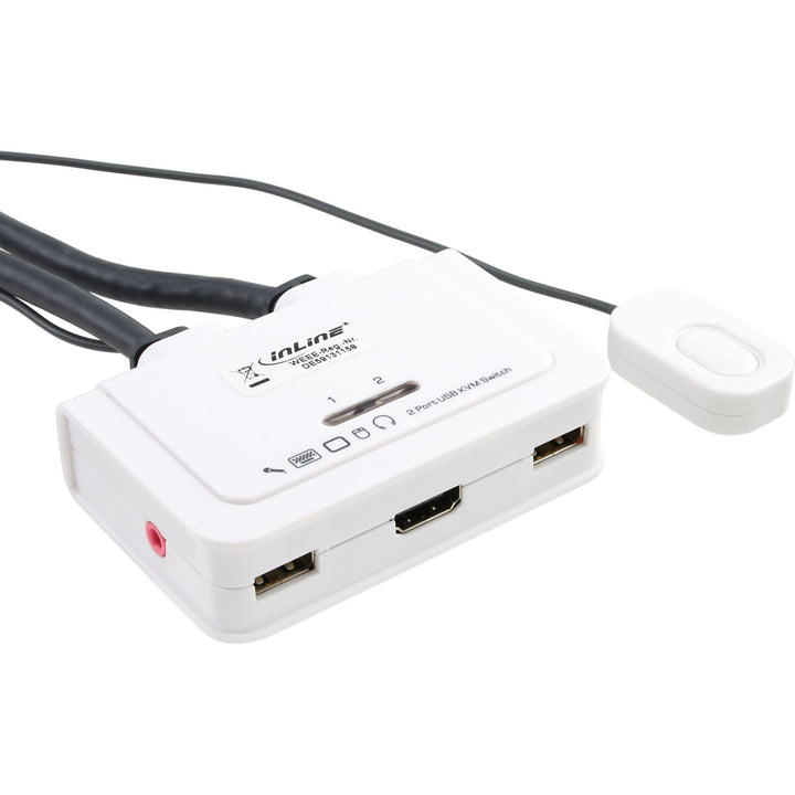 InLine 62612I KVM Switch, 2-fach, HDMI, USB, mit Audio, integr. Kabel