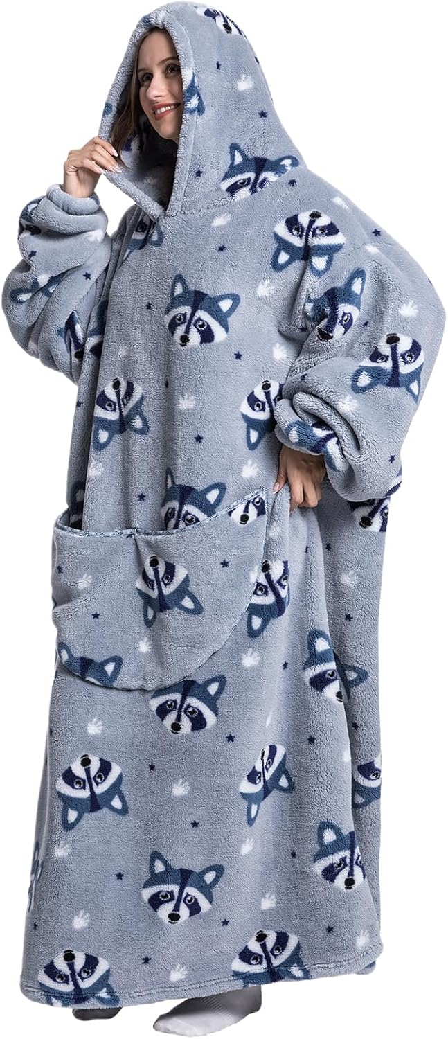 Ultra Weiche Hoodie Decke mit Ärmeln Warme Flanell Decke zum Anziehen für Zuhause Sofa und Bett, Kus