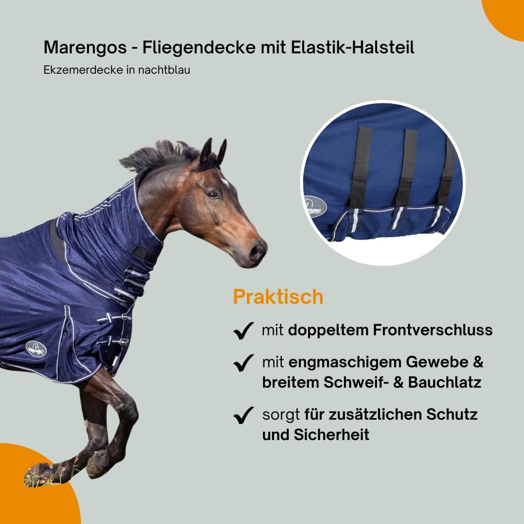 Marengos Fliegendecke mit Elastik-Halsteil Nachtblau 155cm, Nachtblau 155cm
