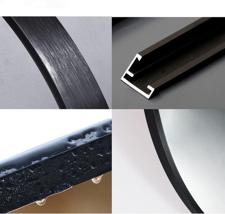 MIQU Badezimmerspiegel 70 cm Wandspiegel Gross Rund Badspiegel ohne Beleuchtung mit Schwarz Metall R