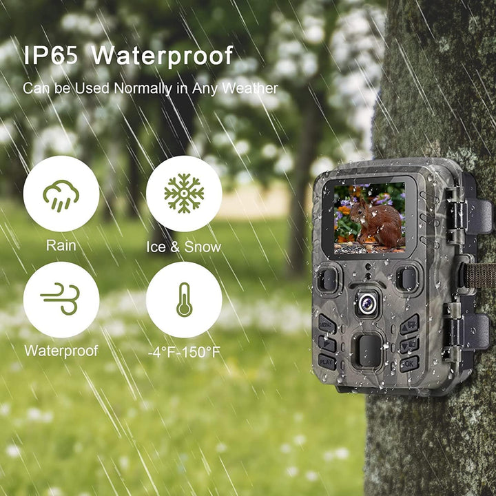 Mini Wildkamera 20MP 1080P HD Wildtierkamera 850nm IR LEDs Wildkamera mit Nachtsicht Bewegungsmelder