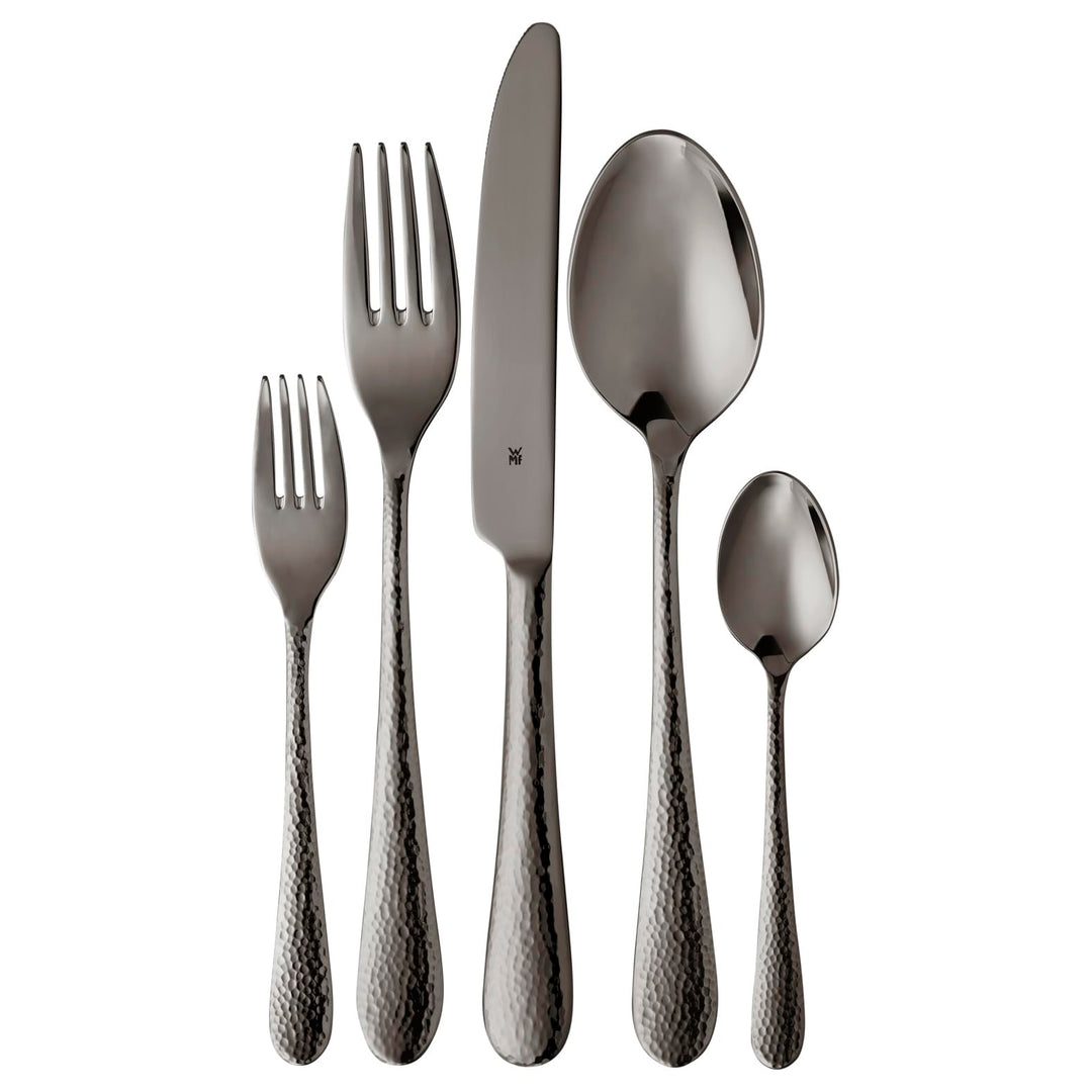 WMF Sitello Besteck Set 6 Personen, Midnight-Edition, Essbesteck Set 30 teilig, Monobloc-Messer, Cro
