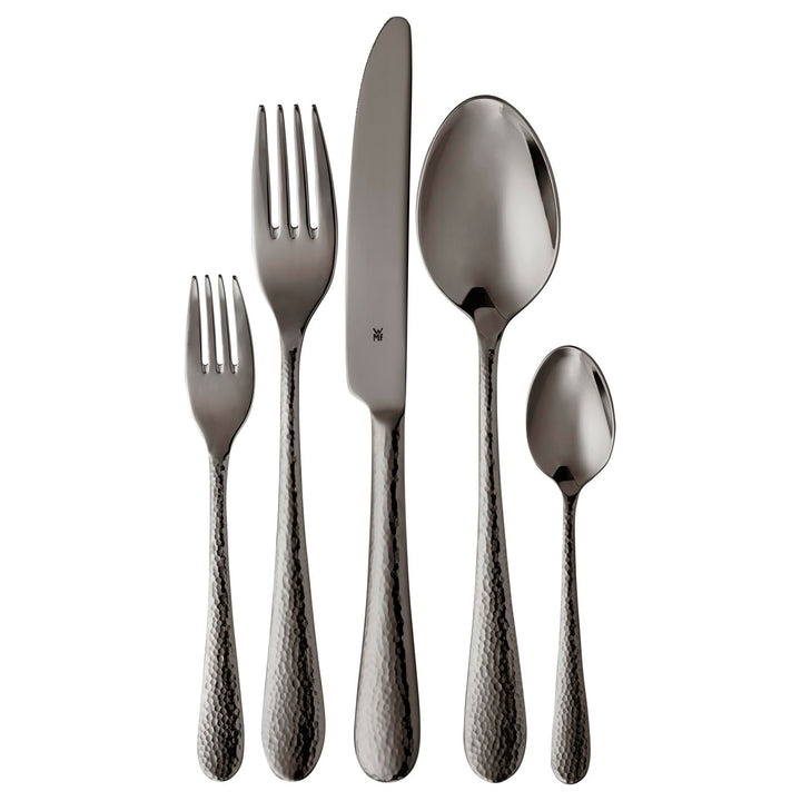 WMF Sitello Besteck Set 6 Personen, Midnight-Edition, Essbesteck Set 30 teilig, Monobloc-Messer, Cro