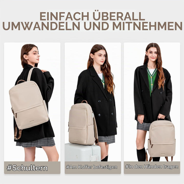 GOLF SUPAGS Laptop-Rucksack Damen, schlanke Computertasche, Arbeit, Reisen, College-Rucksack, Geldbö