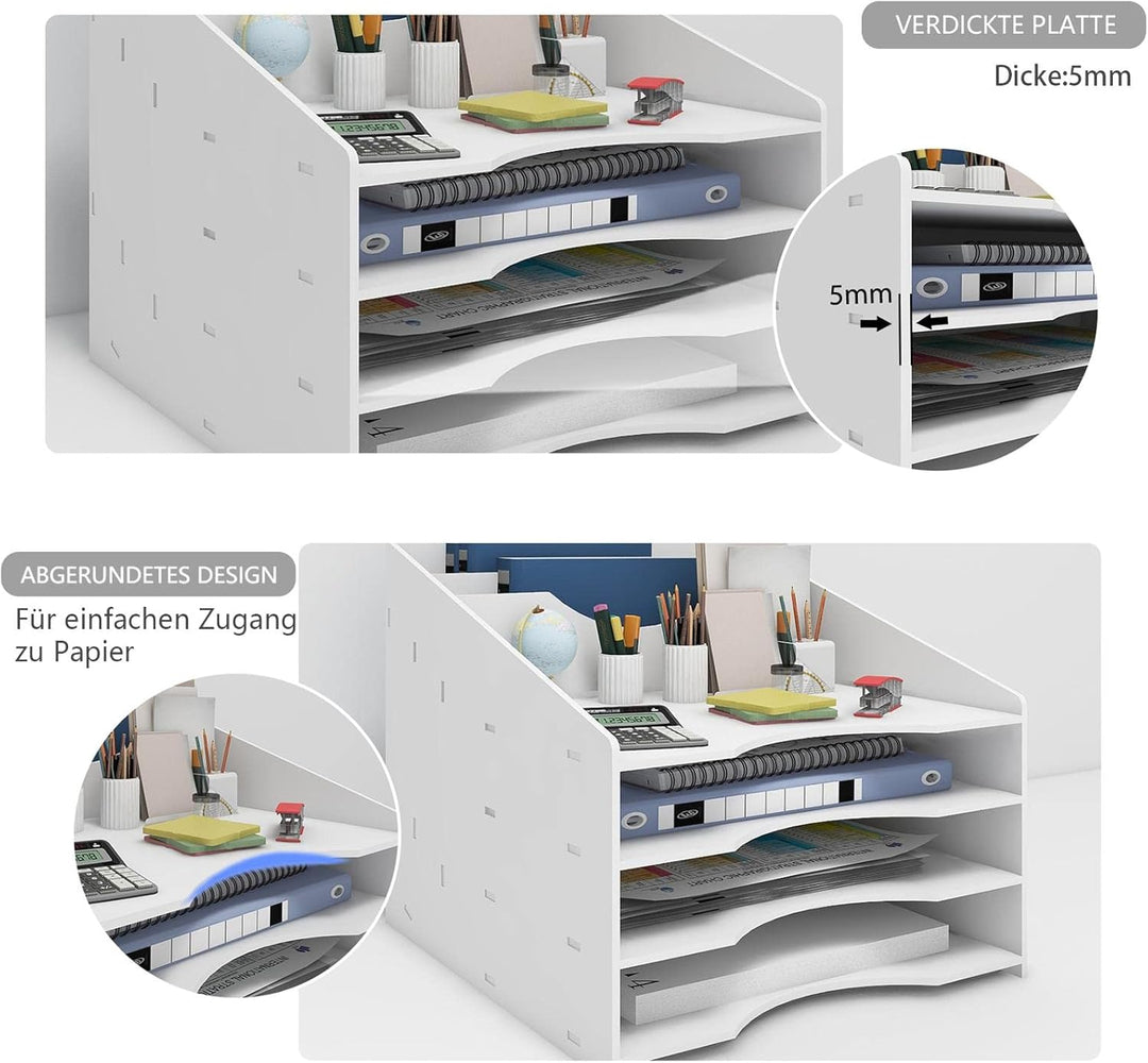 PUNCIA Dokumentenablage A4 Briefablage 4 Ablagefächer PVC Schreibtisch Datei Organizer Papierablage