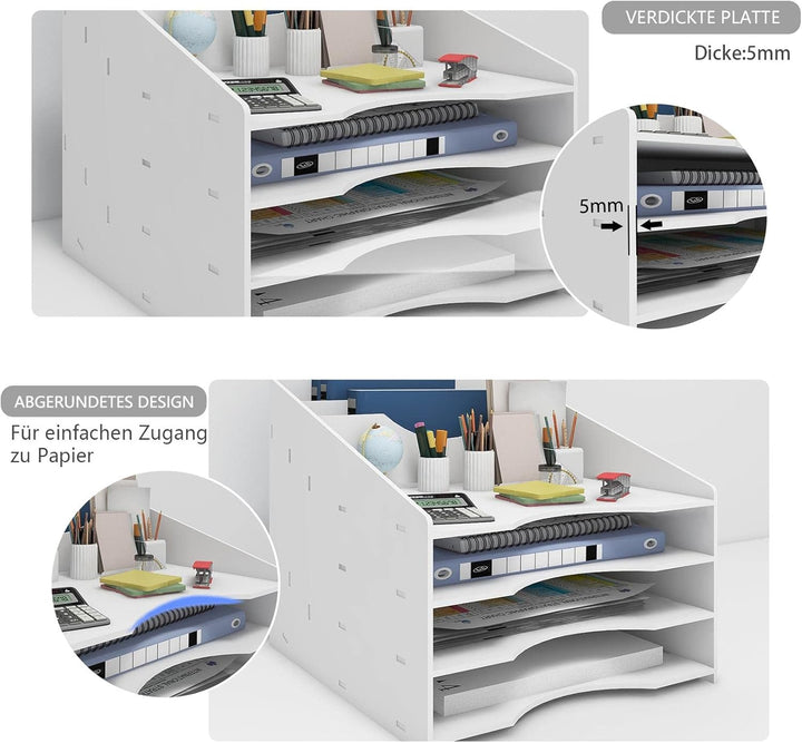 PUNCIA Dokumentenablage A4 Briefablage 4 Ablagefächer PVC Schreibtisch Datei Organizer Papierablage