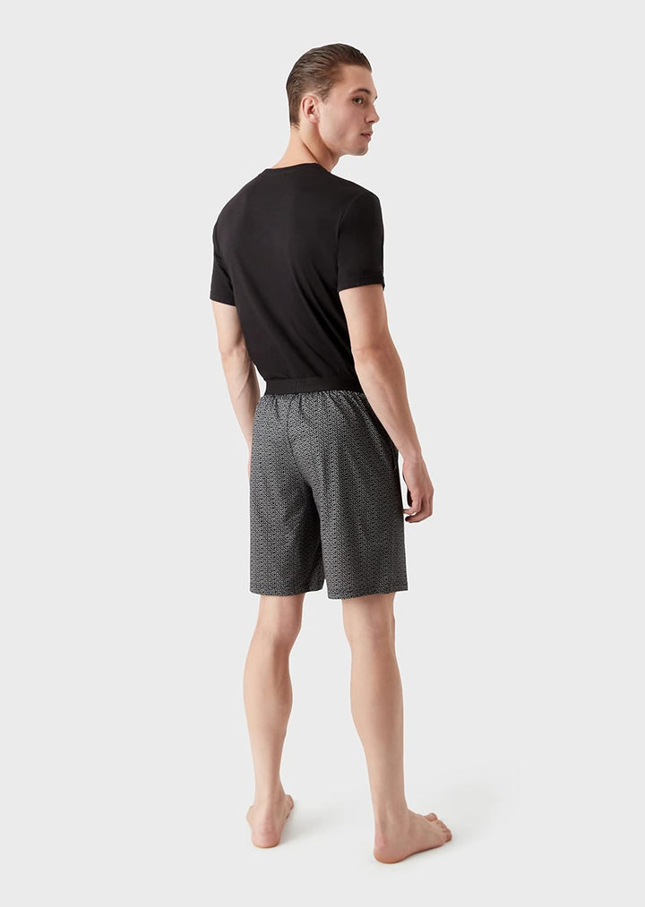 Emporio Armani Herren T-Shirt and Bermuda Short Pyjama Set Pajamas, Flowers/Black