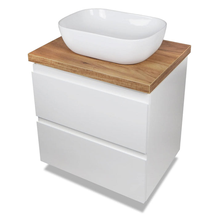 VBChome Badmöbel 60 cm Weiss Aufsatzwaschbecken ohne Hahnloch 60x42 cm Aufsatzwaschtisch mit Waschbe