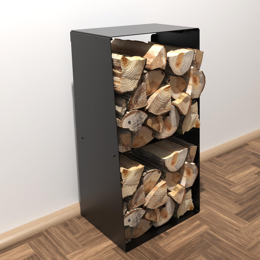 tuning-art KR010 Kaminholzregal Brennholzregal Kaminholzständer Innen Aussen Wandmontage Pulverbesch