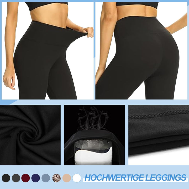 2er Pack Leggings für Damen High Waist Leggins Blickdicht Elastische Bauchweg Hosen Weiche Sporthose